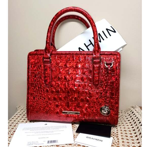 Brahmin Handbags - NWOT BRAHMIN RED OPAL CAMI SATCHEL GLIMMERING FIRE GLOW